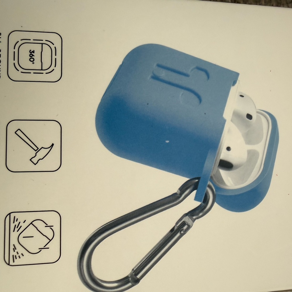 Blue Case with Carabiner hook ijoy silicone protective cover for AirPods new
